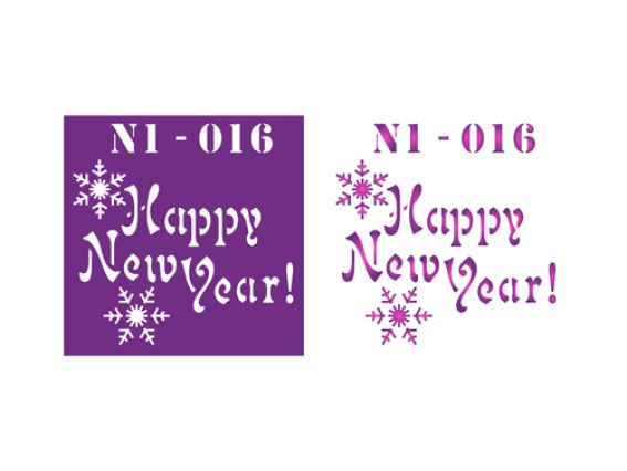 Трафарет N1-016 Нов.Год надпись, пластик. 90х90мм, ХбС Трафарет N1-016 Нов.Год надпись, пластик. 90х90мм, ХбС