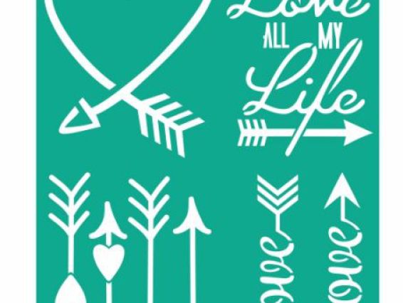 Трафарет самоклеющийся №2010, серия Love , сердце и стрела, 13х20 см, ROSA Talent