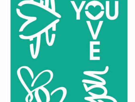 Трафарет самоклейний №2015, серія Love , незвичайні серця, написи 13х20 см, ROSA Talent Трафарет самоклейний №2015, серія Love , незвичайні серця, написи 13х20 см, ROSA Talent