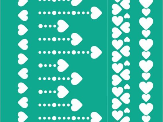 Трафарет самоклеющийся  бордюрный №206, серия Влюбленные серца, 13х20 см Трафарет самоклеющийся  бордюрный №206, серия Влюбленные серца, 13х20 см