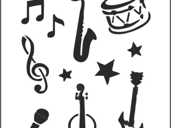 Трафарет многоразовый 22х31 см, Музыка, 13746581, РОСА Трафарет многоразовый 22х31 см, Музыка, 13746581, РОСА