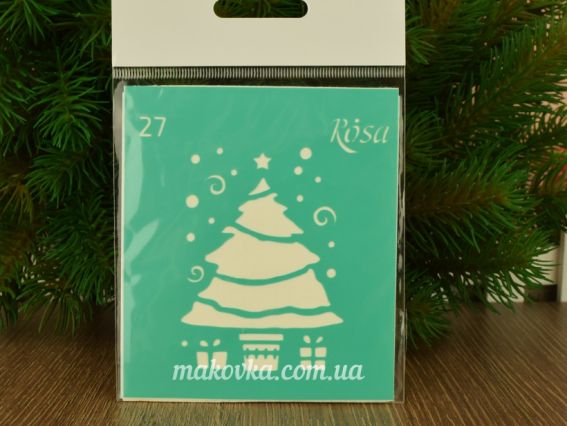 Трафарет самоклеющийся №27 Елочка, серия Новый год, 9х10 см, ROSA Talent Трафарет самоклеющийся №27 Елочка, серия Новый год, 9х10 см, ROSA Talent