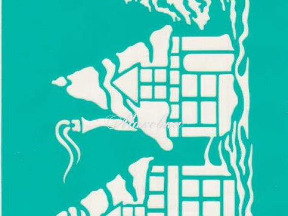 Трафарет самоклеющийся Дома и елки, серия С новым годом, 13х20 см, №3007 Трафарет самоклеющийся Дома и елки, серия С новым годом, 13х20 см, №3007