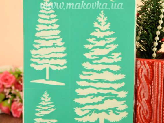 Трафарет самоклеющийся Фоновий №3014 елочки, серия Новый год, 13х20 см, ROSA Talent Трафарет самоклеющийся Фоновий №3014 елочки, серия Новый год, 13х20 см, ROSA Talent