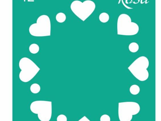 Трафарет самоклеющийся №42 Круг из сердец и точек, 9х10 см Трафарет самоклеющийся №42 Круг из сердец и точек, 9х10 см