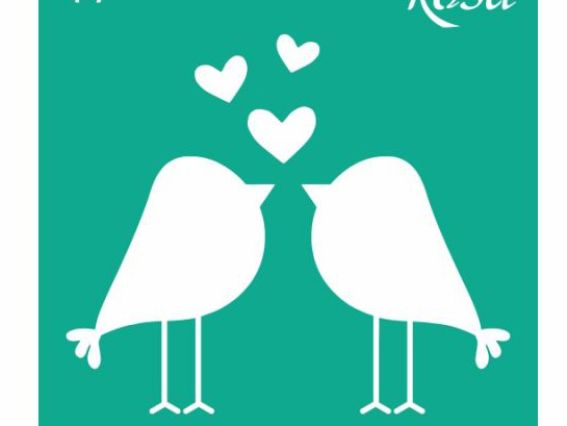 Трафарет самоклеющийся №47, серия Love, две птички, 9х10 см Трафарет самоклеющийся №47, серия Love, две птички, 9х10 см