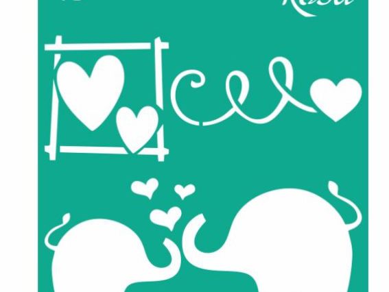 Трафарет самоклеющийся №49, серия Love, два слоника, 9х10 см Трафарет самоклеющийся №49, серия Love, два слоника, 9х10 см