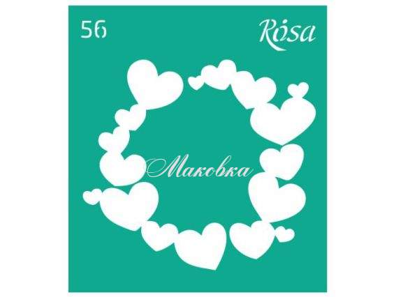 Трафарет самоклеющийся фоновый №56 венок из сердечек, серия Love , 9х10 см, ROSA Talent Трафарет самоклеющийся фоновый №56 венок из сердечек, серия Love , 9х10 см, ROSA Talent