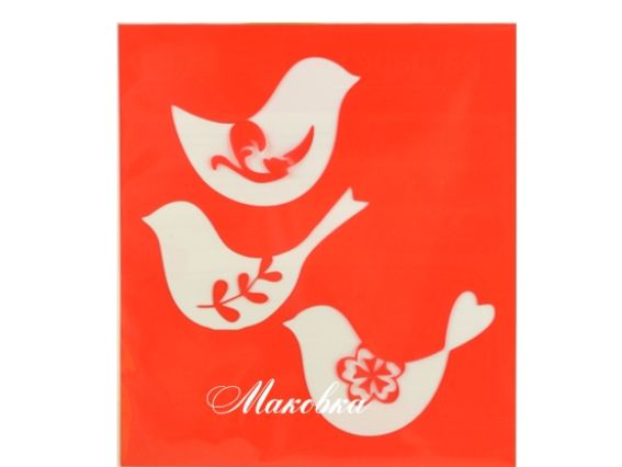 Трафарет универсальный, мини, №3 Птички, 9х10 см, ROSA Talent Трафарет универсальный, мини, №3 Птички, 9х10 см, ROSA Talent