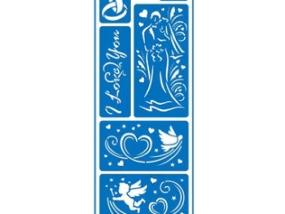 Трафарет самоклеющийся 8,5х23,5 см, №205 Серия Свадьба, АРТ Трафарет самоклеющийся 8,5х23,5 см, №205 Серия Свадьба, АРТ