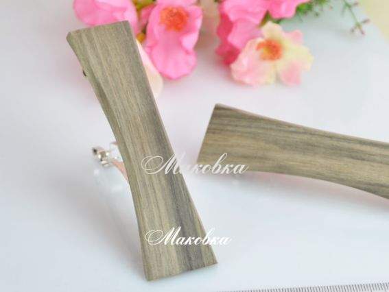 Заколка-автомат с основой Бантик под декупаж, 1 шт, серая