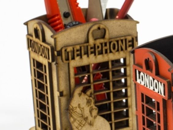 Подставка для ручек (стакан) Телефонная будка (две собаки) PEN001-2, МДФ, 8,3х11х8,3 см, ТМ Zabava Подставка для ручек (стакан) Телефонная будка (две собаки) PEN001-2, МДФ, 8,3х11х8,3 см, ТМ Zabava