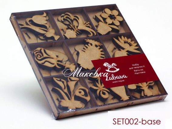 Набор заготовок Цветы на подставке, SET002-base, 27 шт, МДФ, ТМ Zabava Набор заготовок Цветы на подставке, SET002-base, 27 шт, МДФ, ТМ Zabava