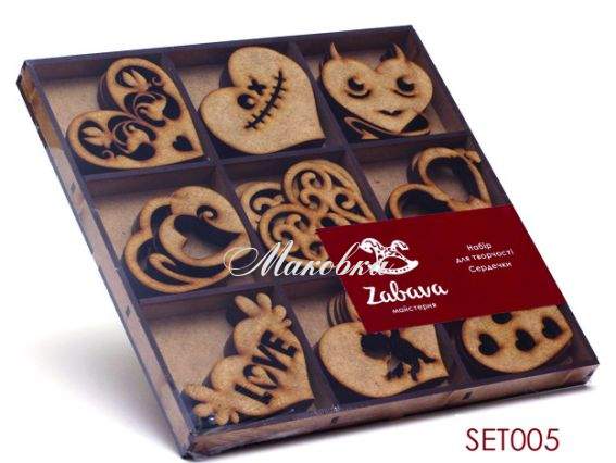 Набор заготовок Сердечки, SET005, 36 шт, МДФ, ТМ Zabava Набор заготовок Сердечки, SET005, 36 шт, МДФ, ТМ Zabava