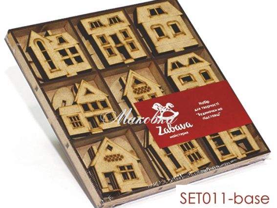 Набор заготовок Домики на подставке, SET011-base, 27 шт, МДФ, ТМ Zabava Набор заготовок Домики на подставке, SET011-base, 27 шт, МДФ, ТМ Zabava