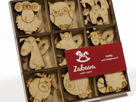 Набор заготовок Забавные животные на подставке, SET019-base, 27 шт, МДФ, ТМ Zabava Набор заготовок Забавные животные на подставке, SET019-base, 27 шт, МДФ, ТМ Zabava