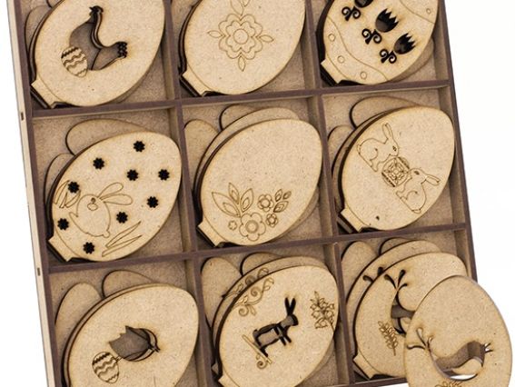 Набор заготовок Пасхальные яйца с зверятами на подставке, SET021-base, 27 шт, МДФ, ТМ Zabava Набор заготовок Пасхальные яйца с зверятами на подставке, SET021-base, 27 шт, МДФ, ТМ Zabava