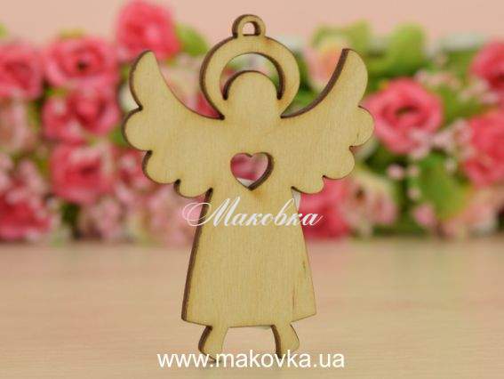 Заготовка фигурка Ангел №6 (с сердечком),  WOODSET006-hangWB, Zabava, фанера, 1 шт Заготовка фигурка Ангел №6 (с сердечком),  WOODSET006-hangWB, Zabava, фанера, 1 шт