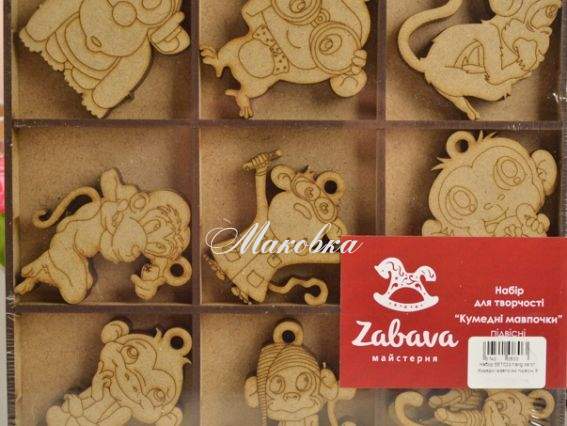 Набор заготовок Смешные обезьянки, на подвесе, SET022-hang , 27 шт, МДФ, ТМ Zabava Набор заготовок Смешные обезьянки, на подвесе, SET022-hang , 27 шт, МДФ, ТМ Zabava