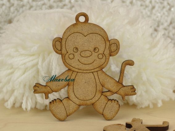 Заготовка фигурка Обезьянка сидит, 7х6,8см, 1 шт, МДФ, ТМ Zabava Заготовка фигурка Обезьянка сидит, 7х6,8см, 1 шт, МДФ, ТМ Zabava