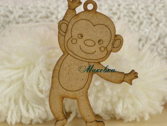 Заготовка фигурка Обезьянка подвесная, 9х5,5 см, 1 шт, МДФ, ТМ Zabava Заготовка фигурка Обезьянка подвесная, 9х5,5 см, 1 шт, МДФ, ТМ Zabava