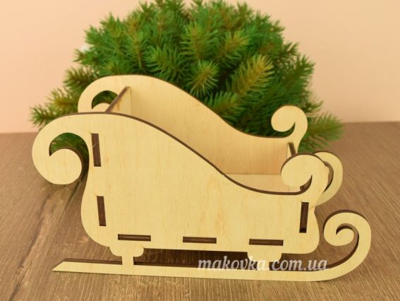 Заготовка Казкові санчата 1292, заготовка з фанери, розмір 20*11*10см