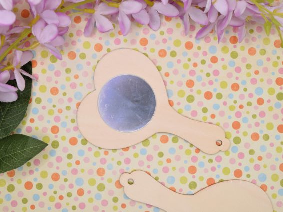 Основа для розпису та декорування фігурка плоска Дзеркальце Серце, фанера, 13см