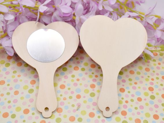 Основа для розпису та декорування фігурка плоска Дзеркальце Серце, фанера, 13см