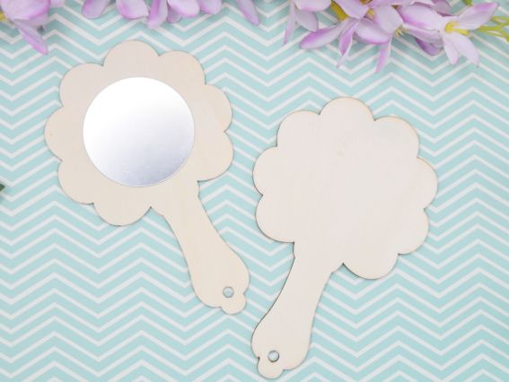 Основа для росписи и декорирования фигурка плоская Зеркальце Цветочек , фанера, 13см