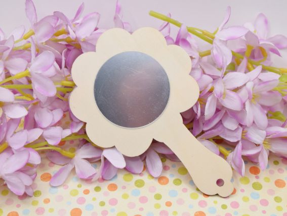 Основа для росписи и декорирования фигурка плоская Зеркальце Цветочек , фанера, 13см