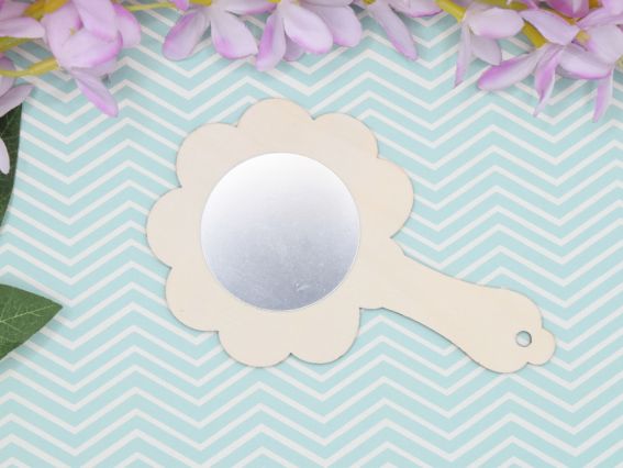 Основа для росписи и декорирования фигурка плоская Зеркальце Цветочек , фанера, 13см