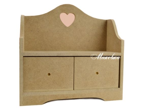 Комод-мини №10 с двумя ящичками и полочкой, МДФ 20х20х7,7 см ОМК010 Комод-мини №10 с двумя ящичками и полочкой, МДФ 20х20х7,7 см ОМК010