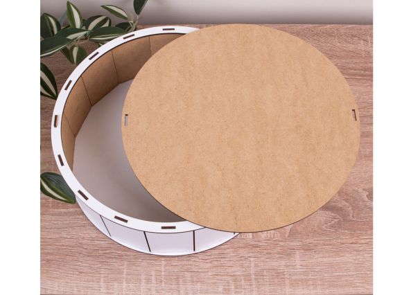 Коробка скринька подарункова під декорування Кругла біла, 27см, 5587-28