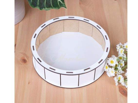 Коробка Кругла біла з Прозорою кришкою 20см, 5801-1