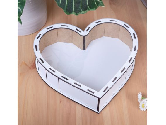 Коробка Серце біла з Прозорою кришкою 21см, 5805-1