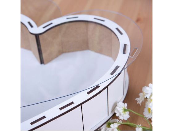 Коробка шкатулка подарочная под декорирование Сердце белая, Прозрачная крышка 21см, 5805-1