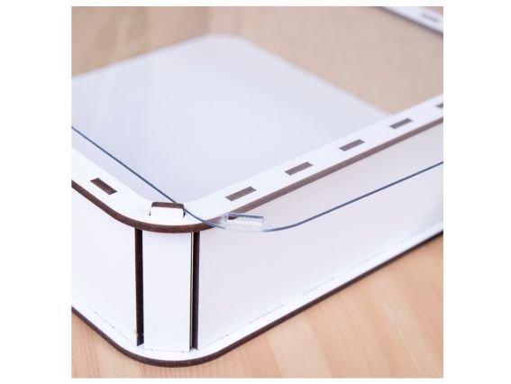 Коробка скринька подарункова під декорування Квадратна біла, Прозора кришка 20см, 5807-1