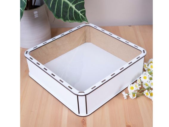 Коробка Квадратна біла з Прозорою кришкою 24см, 5808-1