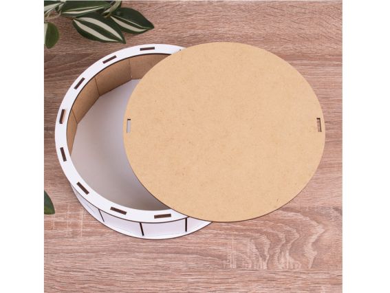 Коробка скринька подарункова під декорування Кругла біла, 20см, 6964-28