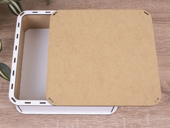 Коробка скринька подарункова під декорування Квадратна біла 24см, 6965-16