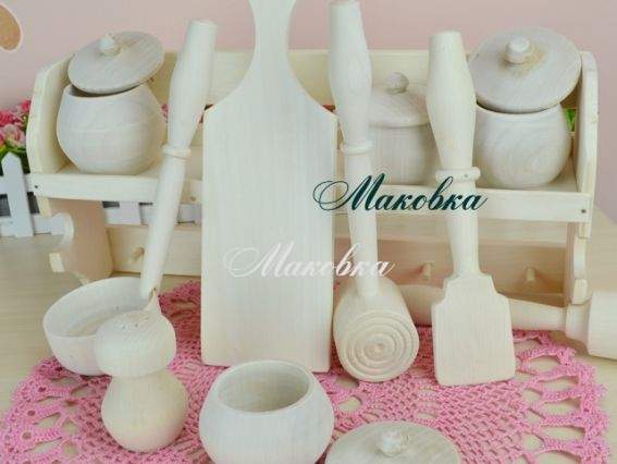 Набор заготовок с полочкой для кухни Хозяюшка, 12 предметов, дерево Набор заготовок с полочкой для кухни Хозяюшка, 12 предметов, дерево