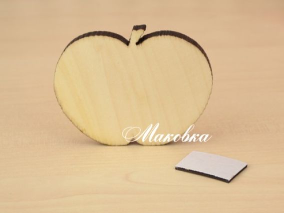 Заготовка с магнитом Яблоко, 8х6х0,7 см, деревянная Заготовка с магнитом Яблоко, 8х6х0,7 см, деревянная