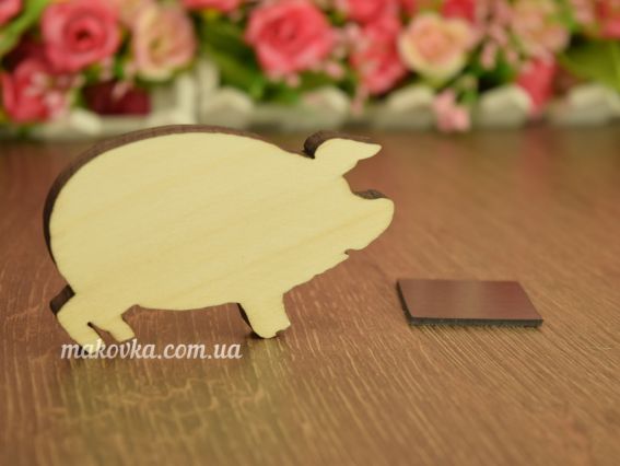 Заготовка с магнитом Свинка 7,5х4,5 см, деревянная Заготовка с магнитом Свинка 7,5х4,5 см, деревянная
