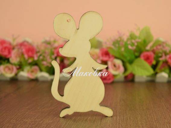 Заготовка фигурка Мышка на задних лапах 16,5х12см, деревянная