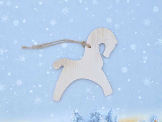 Заготовка для декору Підвіска Коник, з дерева Заготовка для декору Підвіска Коник, з дерева