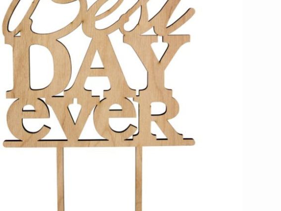 Топер на торт Best ever day, заготовка из фанеры, ROSA Talent 281333  Топер на торт Best ever day, заготовка из фанеры, ROSA Talent 281333 