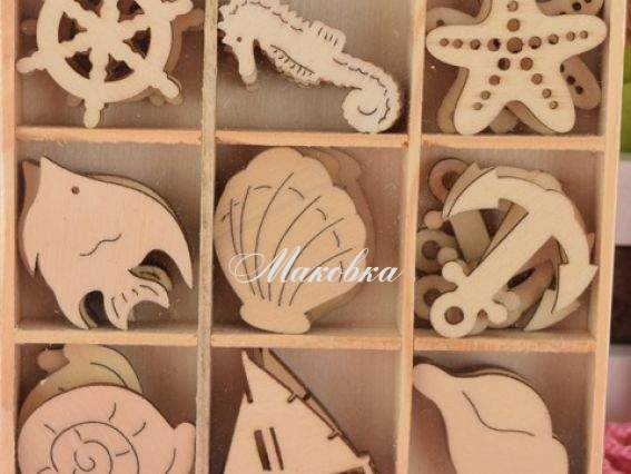 Набор мини-заготовок Морская Прогулка, Knorr Prandell, 45 шт в коробочке Набор мини-заготовок Морская Прогулка, Knorr Prandell, 45 шт в коробочке