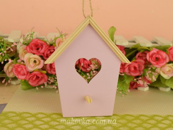 Скворечник с отверстием - сердцем, Сиреневый плоский, 1 шт  Скворечник с отверстием - сердцем, Сиреневый плоский, 1 шт 