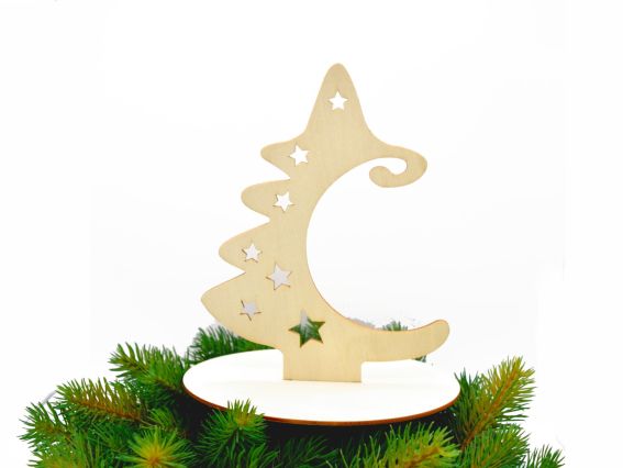 Основа для декорування Ялинка у зірочку, з гачком для кулі, на підставці, фанера