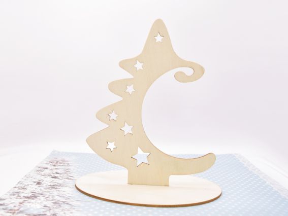 Основа для декорування Ялинка у зірочку, з гачком для кулі, на підставці, фанера